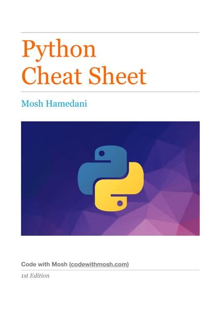 Image result for Mosh Python Cheat Sheet