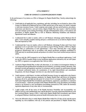 Image result for Code of Conduct Acknowledgemment Form Sample