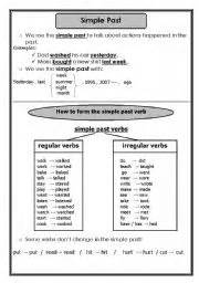 Image result for Simple Past Hand Out