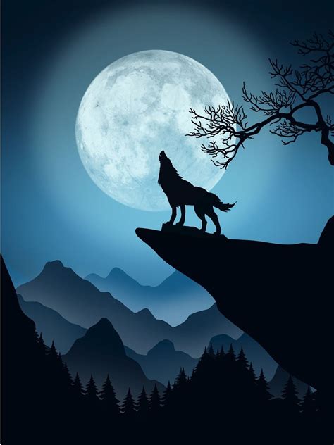 Bildergebnis für Draw Wolf Howling Moon