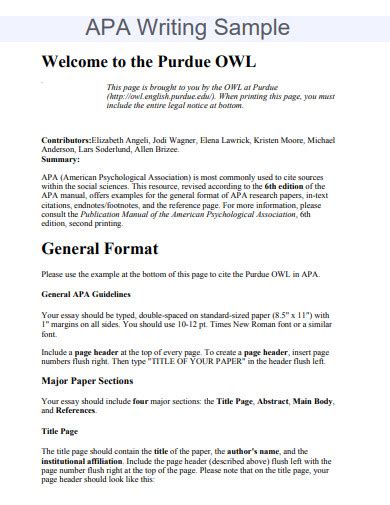 Image result for APA Format Example OWL. Purdue
