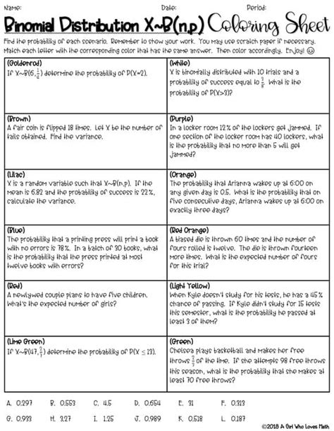 Toradh íomhá ar Binomial Distribution Coloring Questions