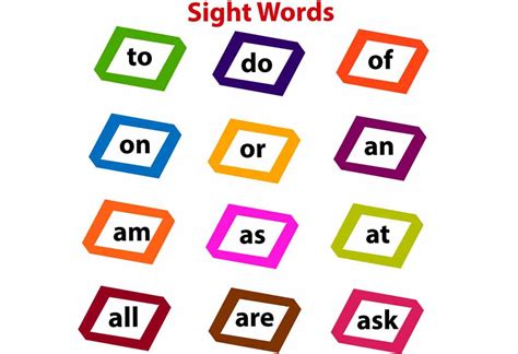 Toradh íomhá ar English Sight Words List