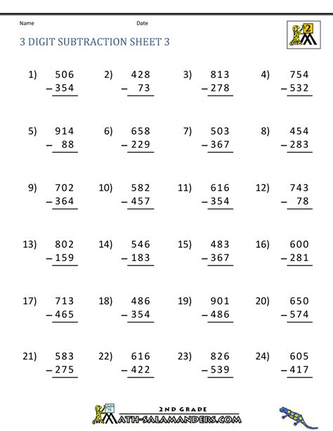 3rd Grade 3 Digit Addition Worksheets に対する画像結果