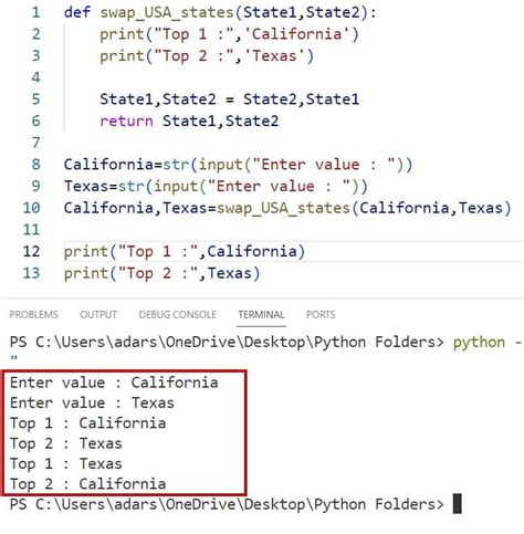 Image result for Swap Two Numbers Using Third Variable Python