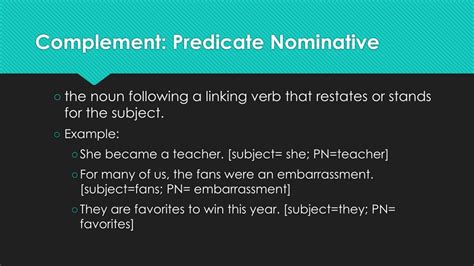 Image result for Subject Complement Predicate Nominative