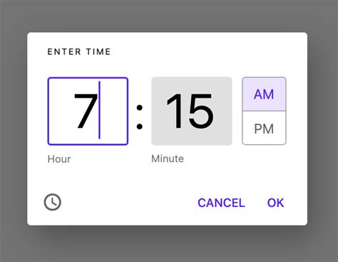 Time Picker Example に対する画像結果