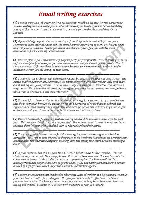 Image result for Email Writing ESL Worksheets