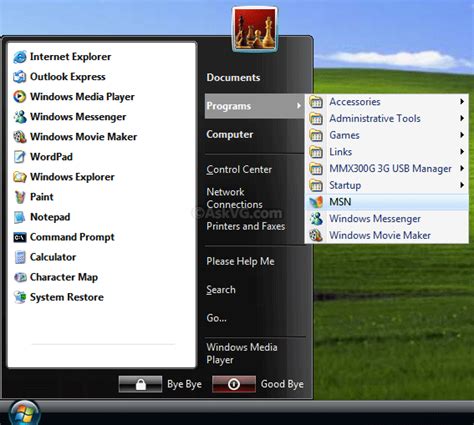 Image result for Windows XP Start Menu