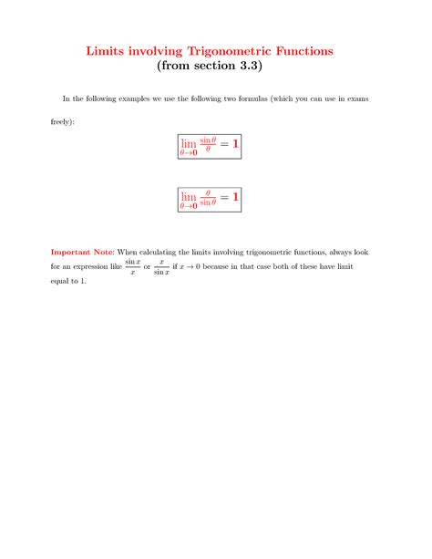 Image result for Limits with Trig Functions Examples