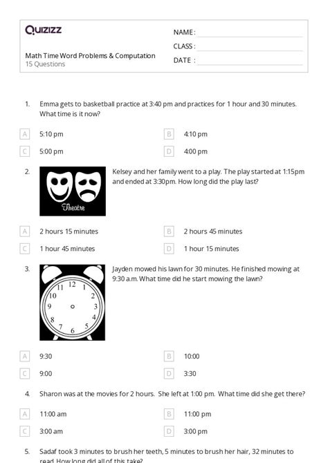 Image result for Time Word Problems Grade 2 Worksheets