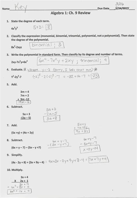 Toradh íomhá ar Algebra 1 Chapter 2 Test Answer Key