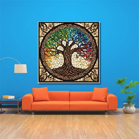 Tree of Life Canvas Circle Art के लिए छवि परिणाम