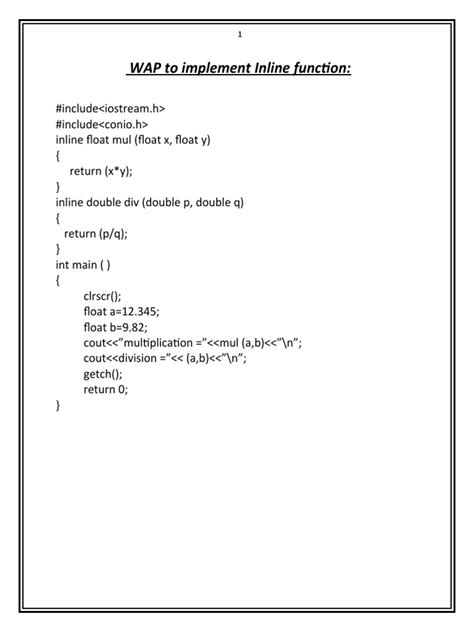 Toradh íomhá ar Write a Program to Implement Inline Function