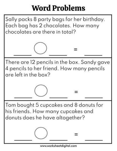 Toradh íomhá ar Worksheet for Grad 4 3 Word Problems