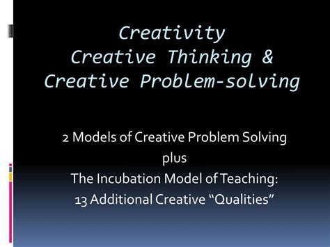Image result for Creative Thinking and Problem Solving Models