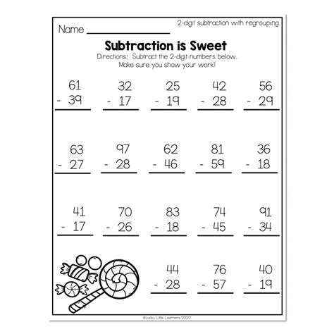 Toradh íomhá ar Free Math Subtraction Worksheets 2nd Grade