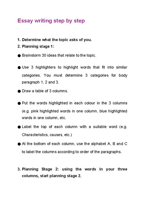 Image result for Step by Step Essay Example