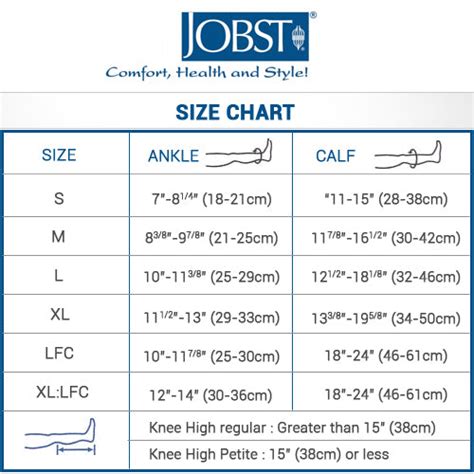 Image result for Jobst Compression Stocking Sizing Chart