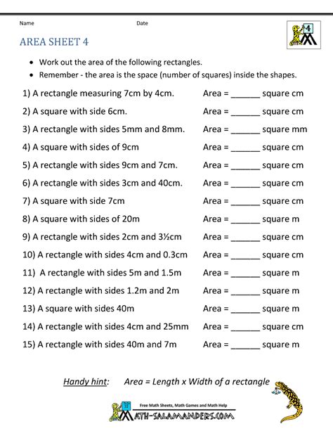 Image result for Area Worksheet Math Grade 4