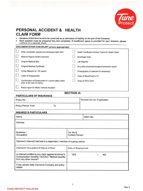 Image result for Personal Accident Claim Form