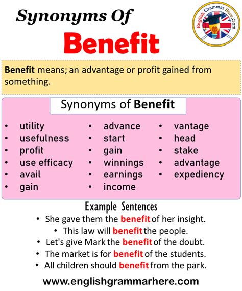 Image result for Benefit Synonym