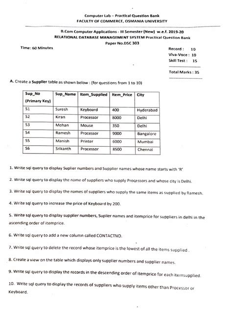 Image result for Database Programing Past Papers PDF