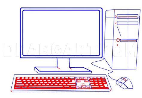 Monitor with Keyboard Mouse and CPU Box Drawing に対する画像結果