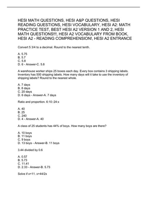 Afbeeldingsresultaten voor HESI Math Questions
