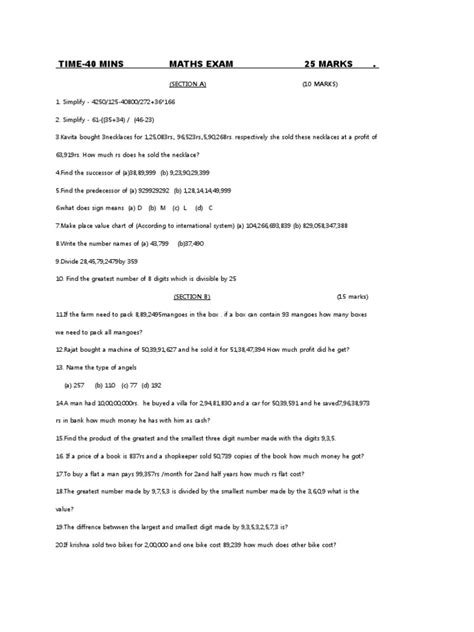 Image result for Math Exam Sample