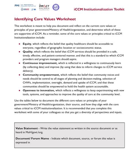 Image result for Identifying Core Values Worksheet