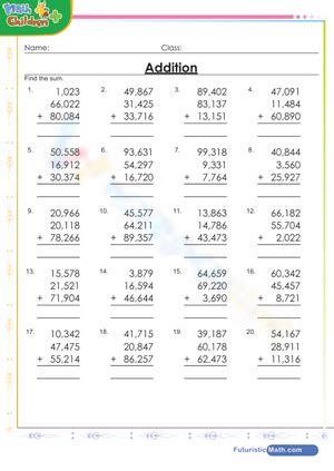 Afbeeldingsresultaten voor 4 Digit Addition Worksheets