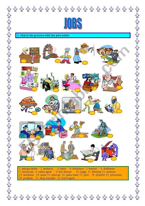 Afbeeldingsresultaten voor Jobs Matching Worksheet