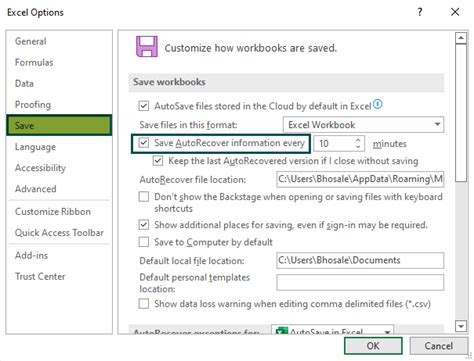 Afbeeldingsresultaten voor Automatic Save in Excel