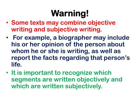 Image result for Subjective Writing Examples