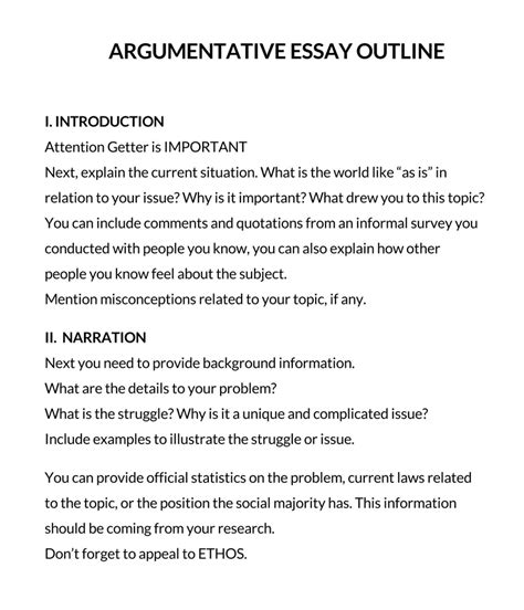 Image result for Argument Essay Outline Example
