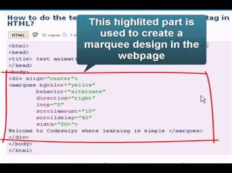 Image result for HTML Marquee Code
