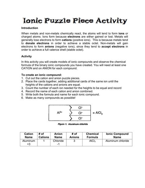 Image result for Ionic Bonding Worksheet Answer Key