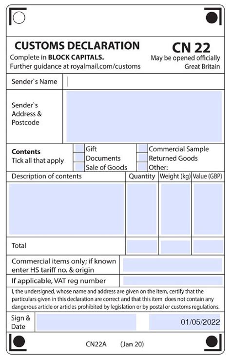 Résultat d’images pour CN22 Digital Form