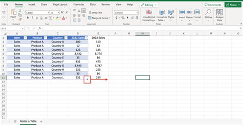 Toradh íomhá ar How to Extend Table in Excel