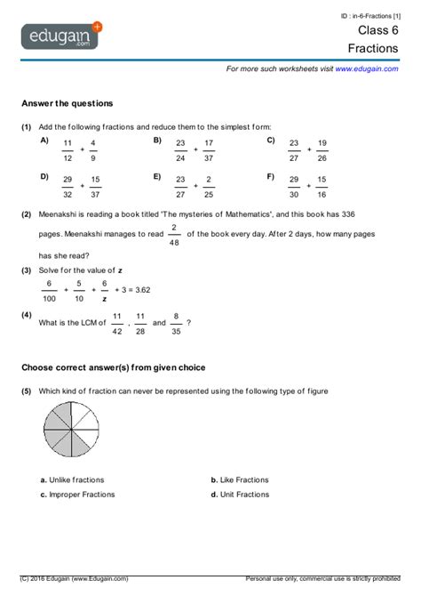 Afbeeldingsresultaten voor Maths Class 6 Fractions