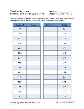 Number System Conversion Worksheet に対する画像結果