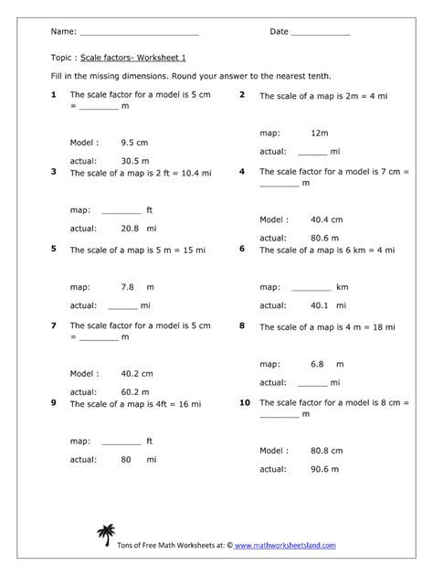 Toradh íomhá ar Using a Scale Worksheet
