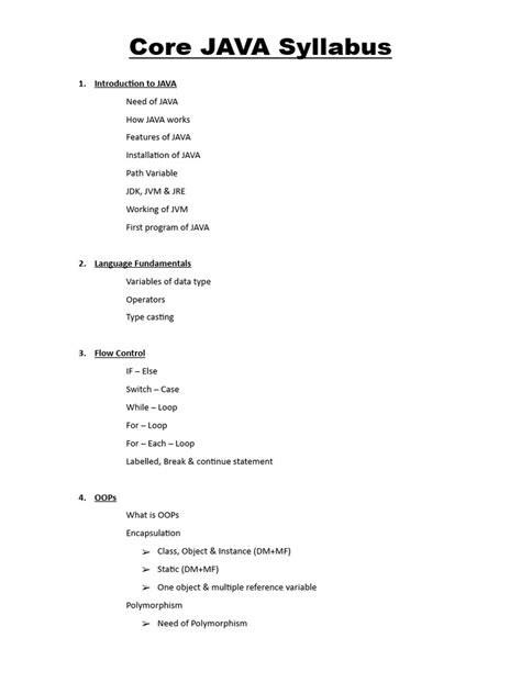 Image result for Core Java Syllabus