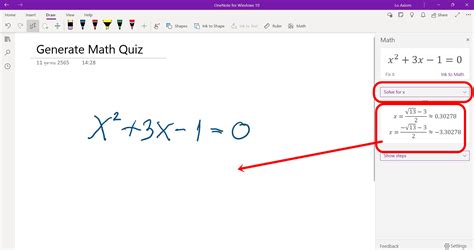 Toradh íomhá ar OneNote Math