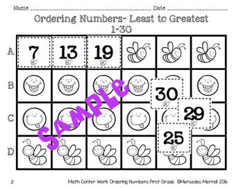Image result for Ordering Numbers First Grade
