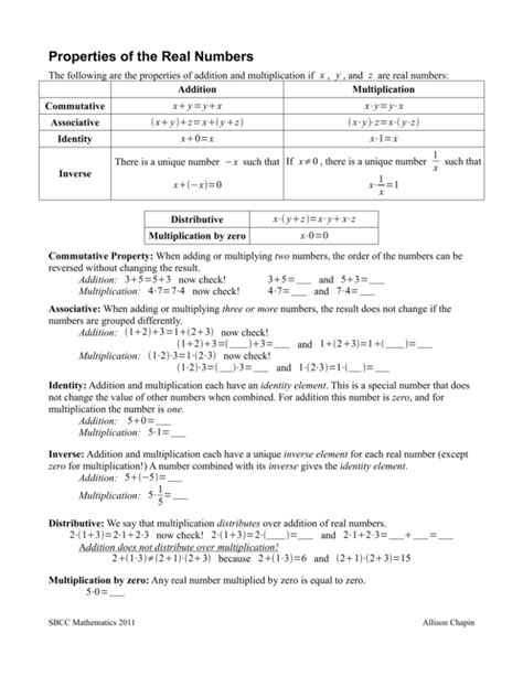 Toradh íomhá ar Properties of Real Numbers Examples with Answers