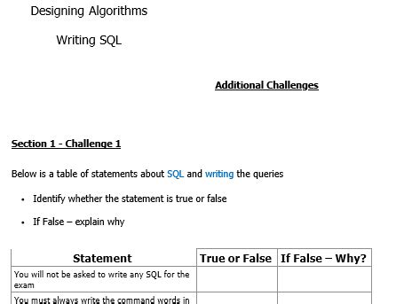 SQL Query GCSE ਲਈ ਪ੍ਰਤੀਬਿੰਬ ਨਤੀਜਾ