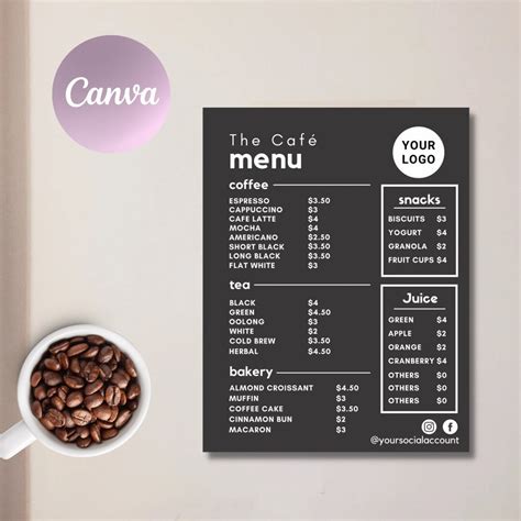 Simple Coffee Shop Menu に対する画像結果