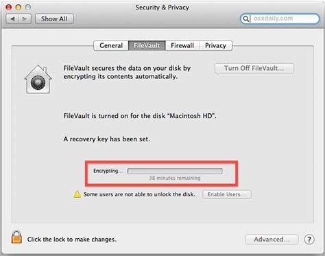 Image result for Mac OS FileVault Progress